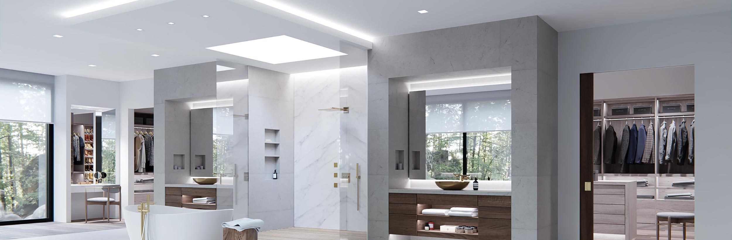 Bathroom with linear lights