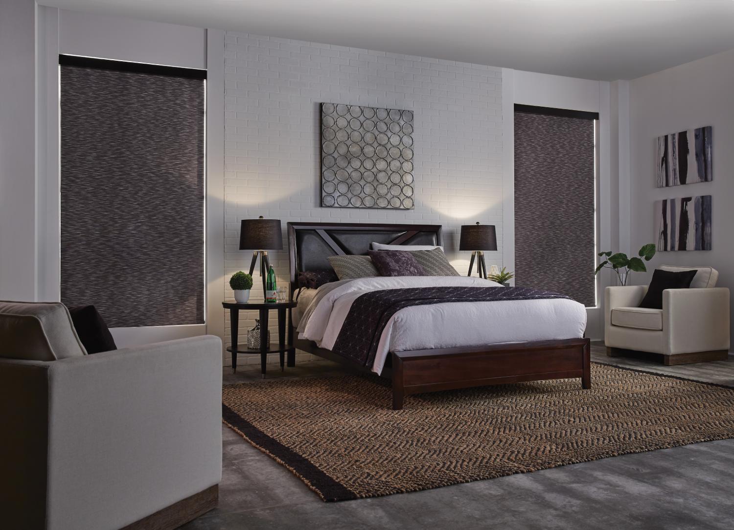 Modern Bedroom with closed blinds