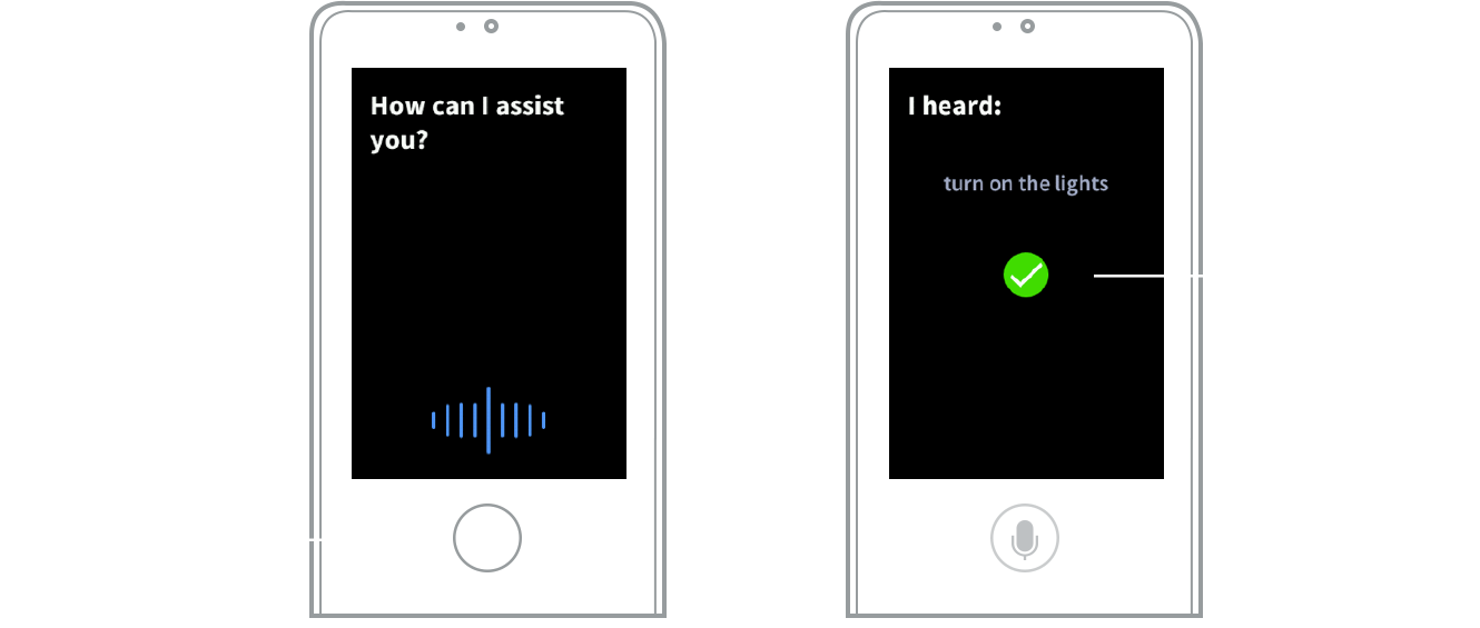 Crestron graphic showing two remote interfaces