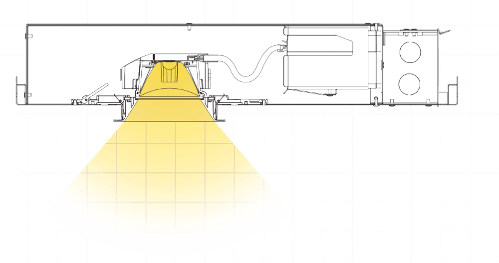 Technical diagram showing Ketra’s advanced lighting optics