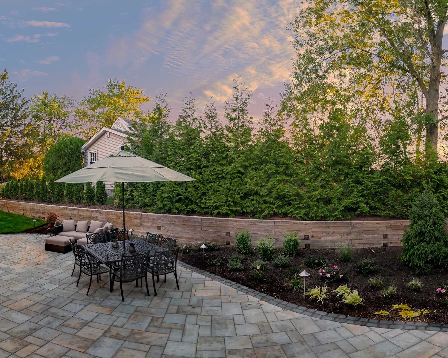 Coastal Source image of back patio at sunset