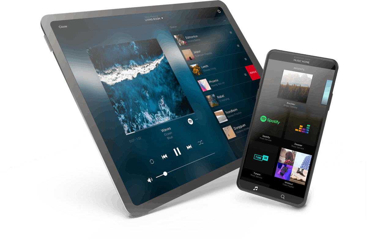 Phone and tablet with savant app interface