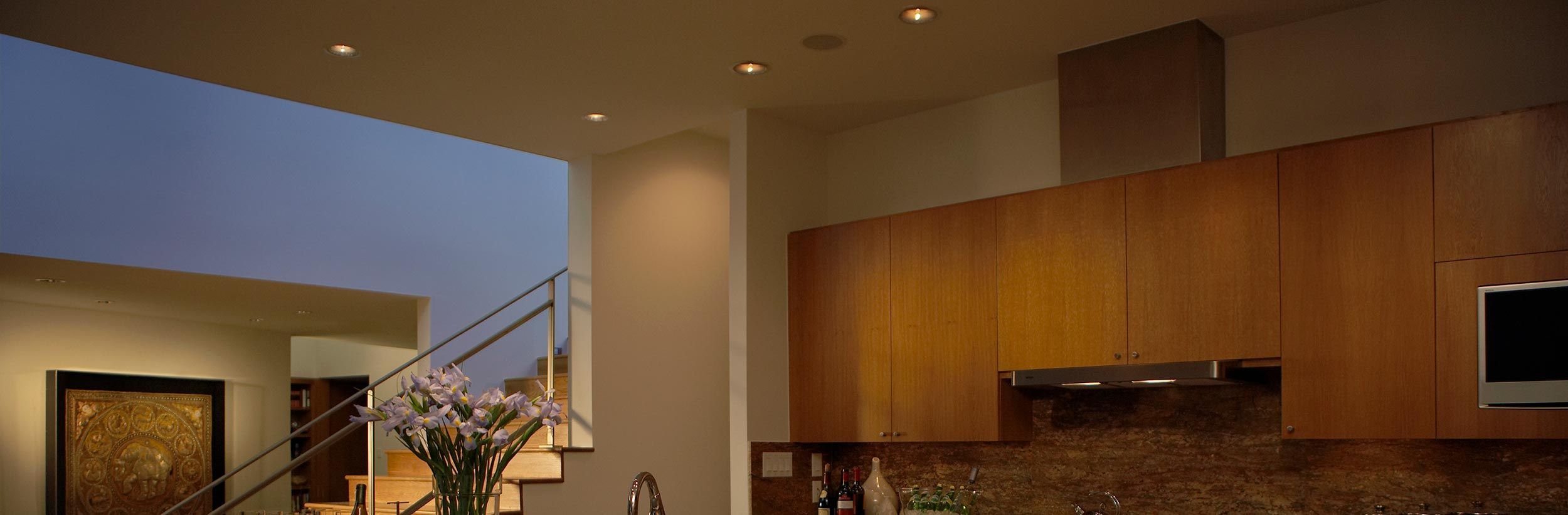 Kitchen with led lamps